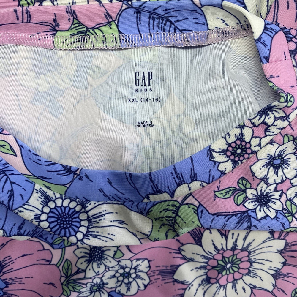 GAP Kids UV Protection Long Sleeve Rash Guard Flower Pattern Size XXL (14/16) - Picture 2 of 5
